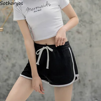 

Short Women Casual Solid Simple All Match Drawstring Womens White Shorts Thin Regular High Waist Korean Style Ladies Trousers