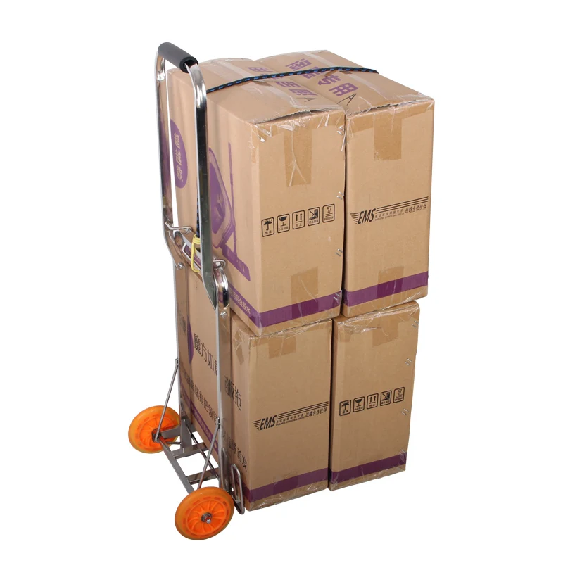 

Stainless Steel Folding Luggage Cart Trolley Car Trolley Car Silent Wheel Small Trailer