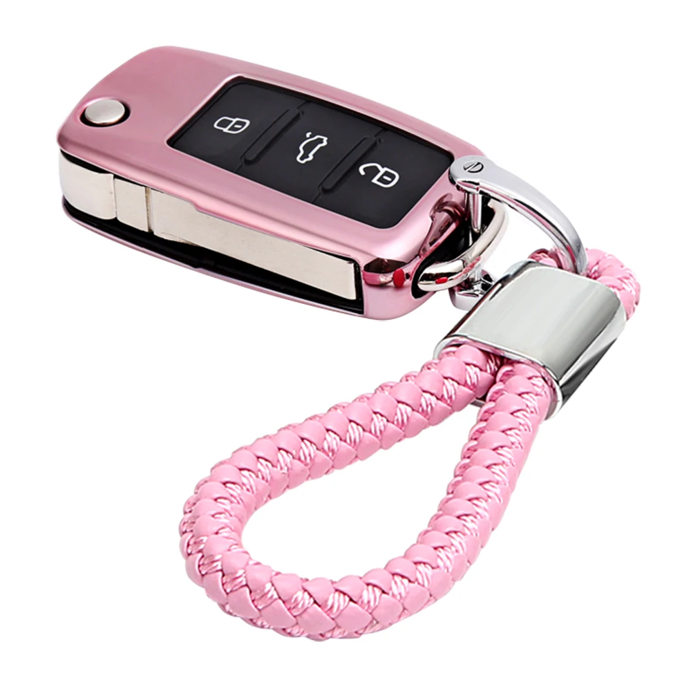 Pink LEEPEE с цепочкой для ключей, чехол для ключей, автомобильный Стайлинг, автомобильные аксессуары, чехол для ключей - Color Name: Pink