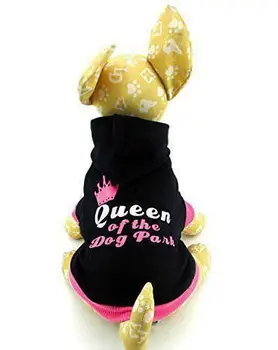 

Queen Of The Dog Park HOODIE Pet Tee Black Princess Pink XS Extra Small Medium M