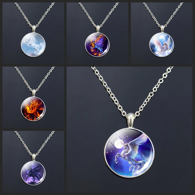Luminous Animal Necklace White Pendant Art Photo Jewelry Glass Cabochon Fairy Tale Fantasy | Украшения и аксессуары