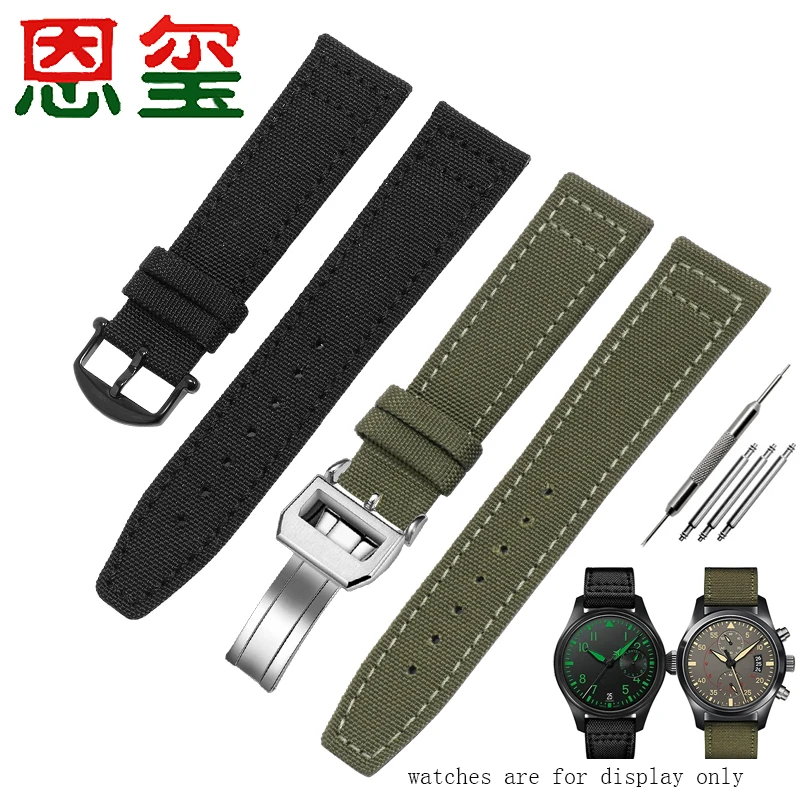 

Waterproof And Sweatproof Nylon Strap Replacement IWC Men's Watch Accessories 20 22mm Black Army Green Canvas Watchband