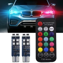 1 conjunto t10 led w5w luz de sinal rgb t10 canbus 194 controle remoto acessórios do carro automovil luz de afastamento interior lâmpada para carro