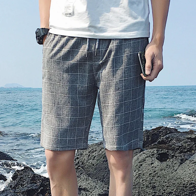 Blog Summer Men's Korean Version of The Slim Plaid Casual Shorts Men's Pants Summer Five-point Pants Thin Section Trendy Pants