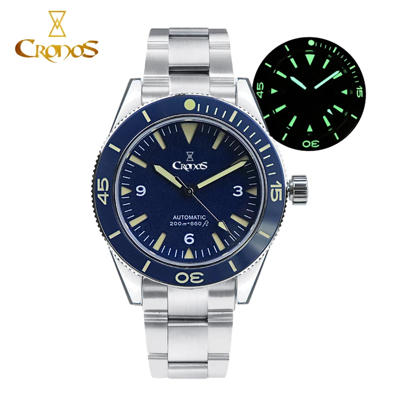 Водонепроницаемые часы для дайвинга CRONOS Sea Master 200 м суперсветящийся ЦИФЕРБЛАТ