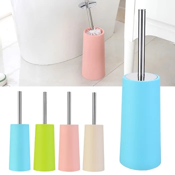 

Floor-standing Toilet Brush Set with Base Stainless Steel Handle Bathroom Toilet Cleaning Brush WC Accessories