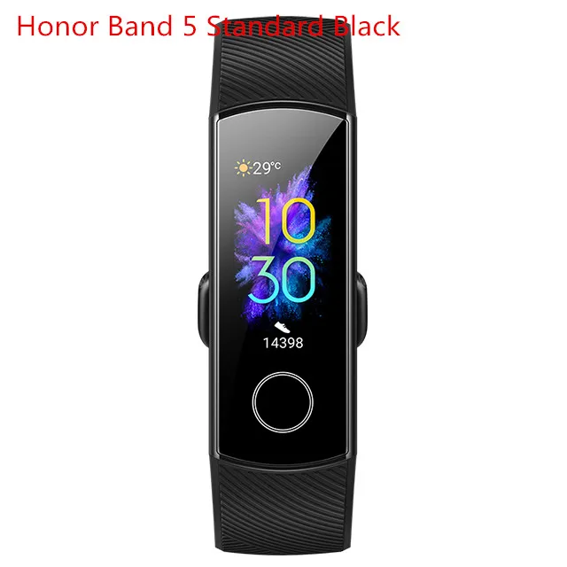 Умный Браслет huawei Honor Band 5, Amoled, цветной, 0,95 дюйма, тачпад, для плавания, для обнаружения пульса, сна, сна, обнаружения кислорода - Цвет: Band 5 Black