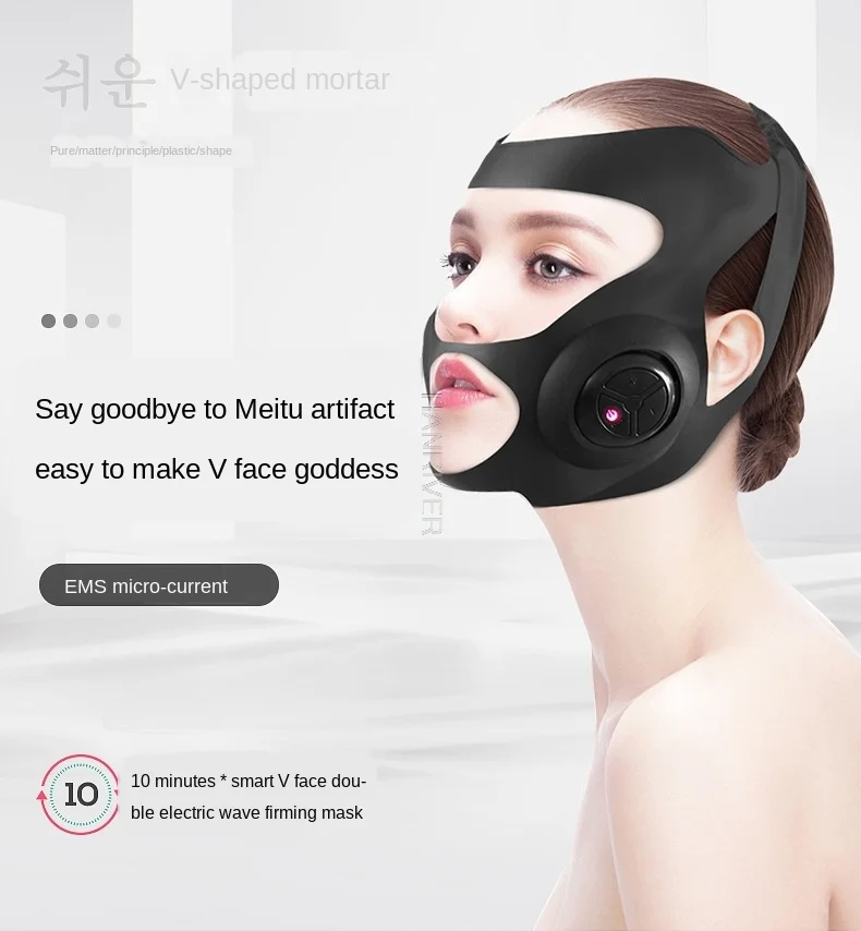 Electric V-shaped Cheek Mask Massager Facial Lifting Machine V-Line Lift Up Bandage Therapy Device
