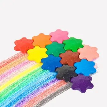 

12 Colors Non-toxic Wax Snowflake Shape Crayons Kids Washable Painting Drawing D08A