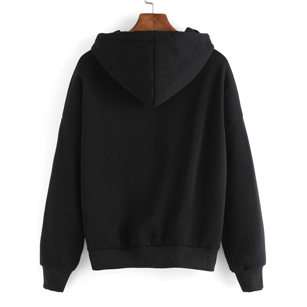 Hoodies Women Snap Finger Heart Print Long Sleeve Hooded Sweatshirt Top Casual Solid Color Sportswear S-3XL kpop худи женские