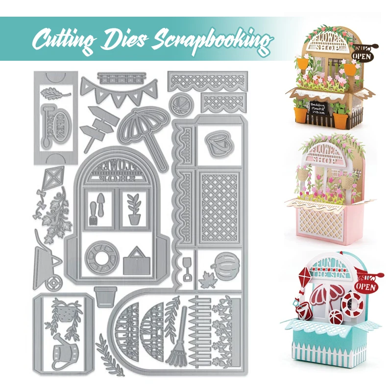 

Garden Houses Metal Cutting Dies DIY Craft Scrapbook Embossed Paper Card Album Craft Template Stencil Dies