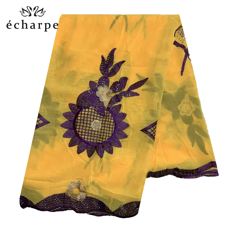 2019 New African Women Scarfs muslim embroidery soft chiffon big scarf for shawls wraps pashmina women scarf EC158