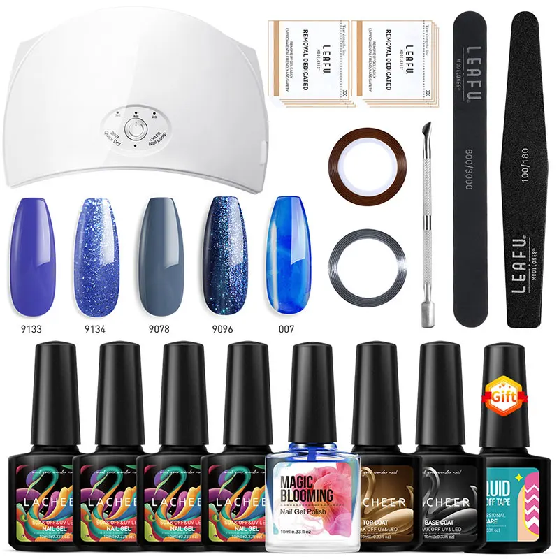 

Lacheer 16Pcs/Lot 36W Uv Lamp Nail Dryer Manicure Kits With Blooming Gel Long Lasting Uv/led Gel Polish Cured By Nail Lamp