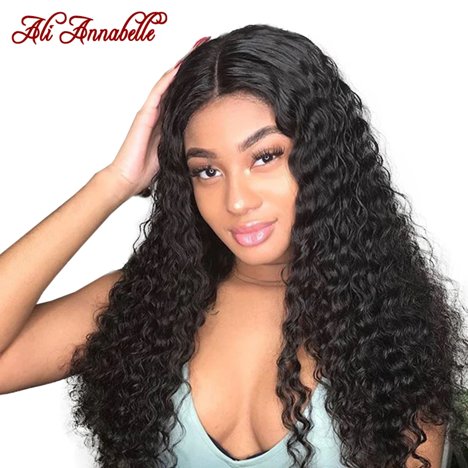 

Ali Annabelle 360 Lace Frontal Wig Brazilian Deep Wave Human Hair Wigs Pre Plucked With Baby Hair Lace Front Wigs Natural