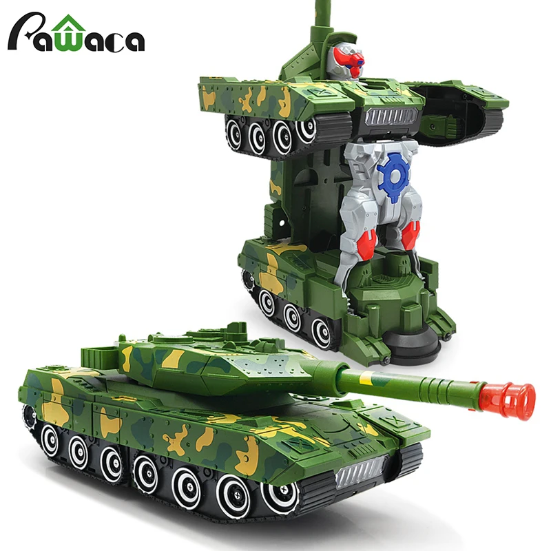  Electric Universal Deformation Tank Cool Car Robot Toy Radio Drifting Car With Sound LED Lights Tra