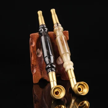 Najtaniej Wysokiej Jakości Imitacja OX Horn Ziarna Rury Filtr Kominowy Długie Fajki Fajka Do Tytoniu Cygaro Prezenty Metalowe Fajka Do Tytoniu Ustnik