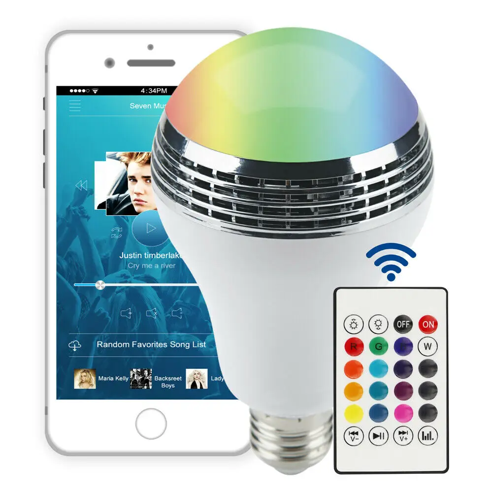 Модный беспроводной Bluetooth с регулируемой яркостью RGB умный светодиодный светильник приложение музыка дистанционное управление