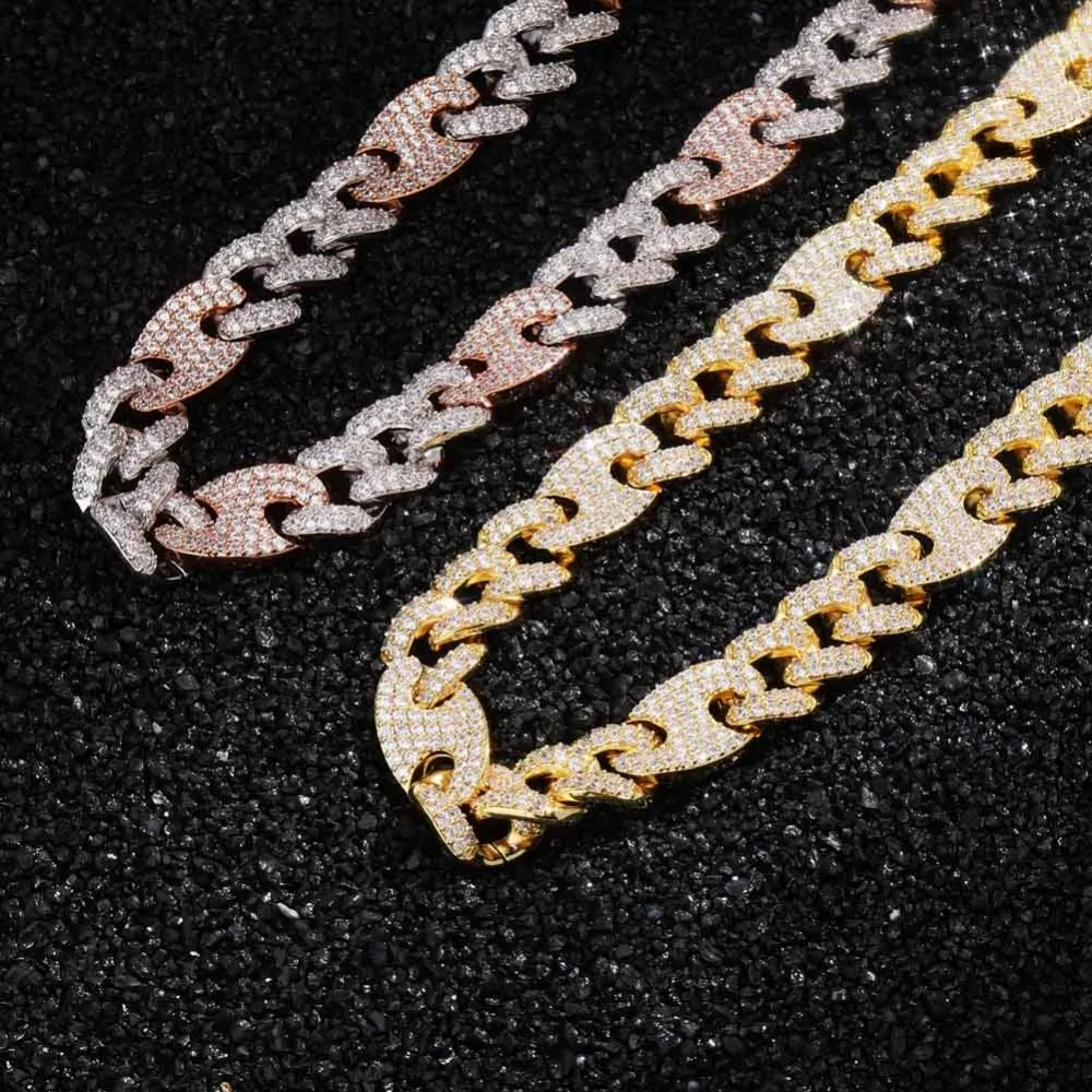Цзинао мужские 12 мм тяжелые Iced Out цепи циркониевое ожерелье с кубинским звеном, колье, шикарные украшения в стиле хип-хоп, золото, серебро, розовое золото, 1"-30"