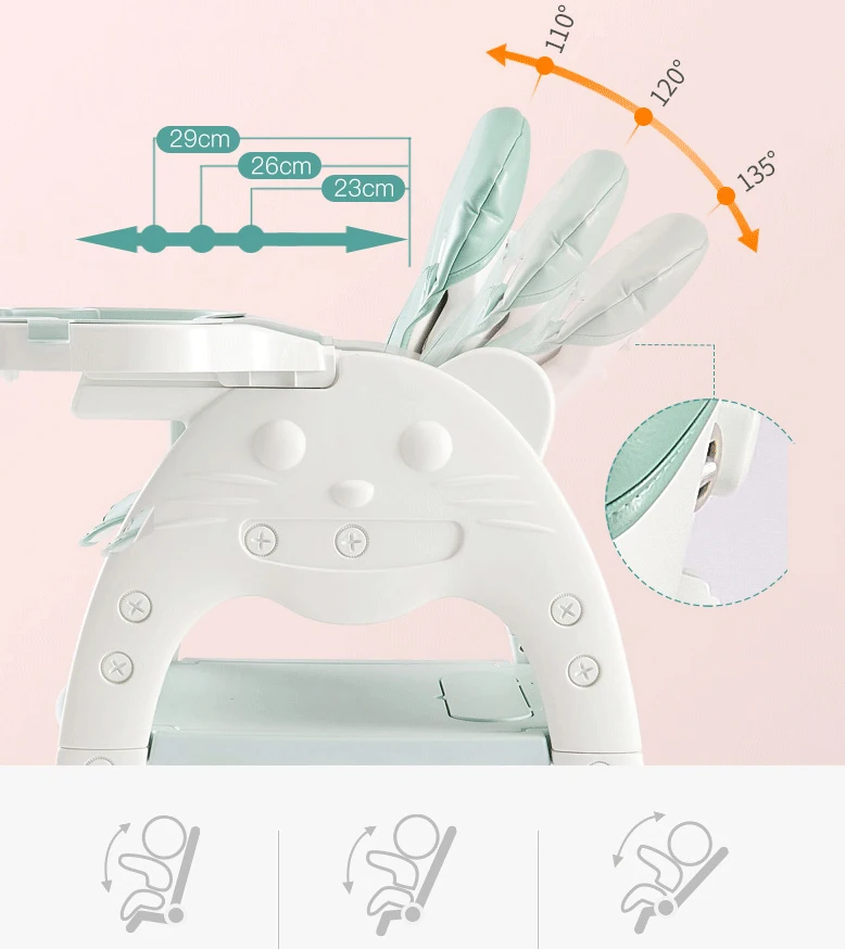 Детский стульчик для кормления, детский обеденный стол для учебы для детей 1-8 лет, трехскоростная регулировка