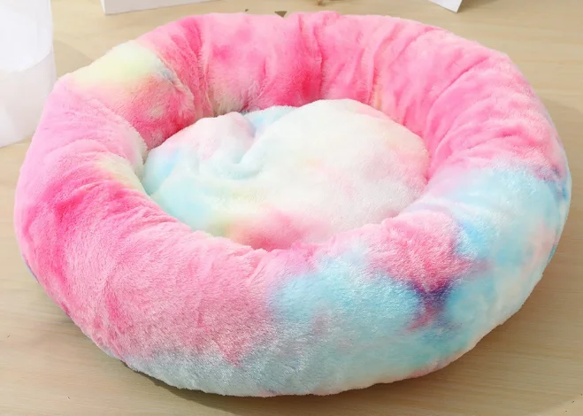 Colorful 1 Bonzerpet кровать для собак длинная мягкая плюшевая меховая цветная глубокая Спящая собака кошка моющаяся домашняя Нескользящая круглая подушка коврик для домашних животных диван - Цвет: Colorful 1