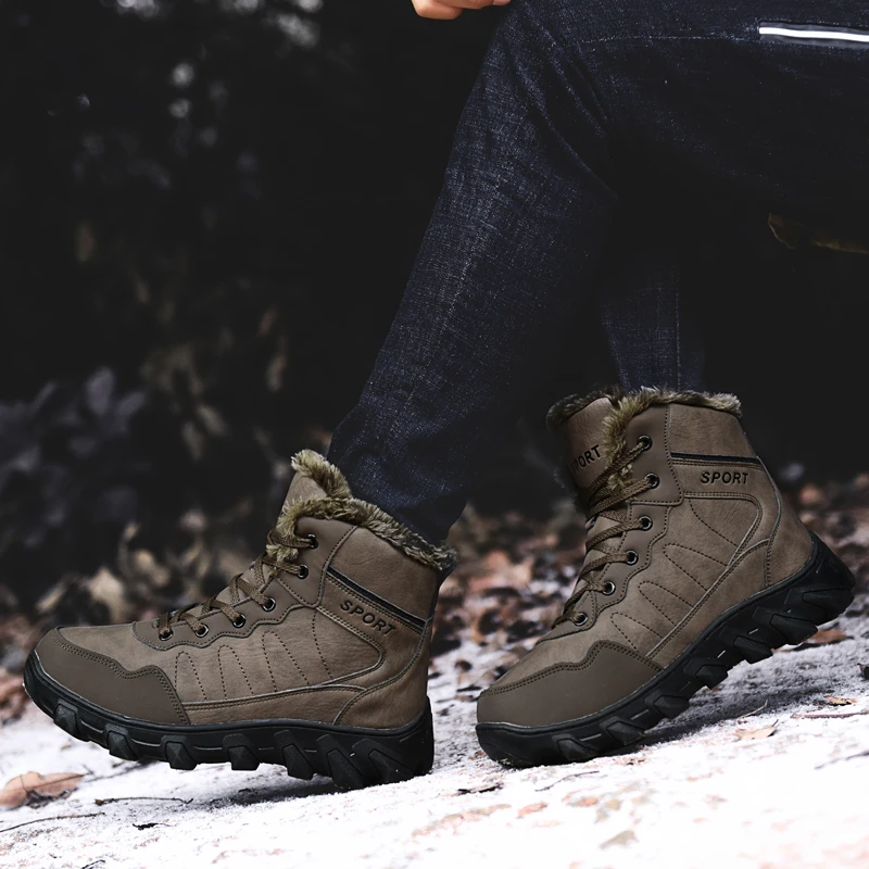 Winter Snow Boots Bota Hombre Handmade Fashion Outdoor Genuine Cow Leather Safety Shoes Men Casual Shoe Chaussure Homme VII