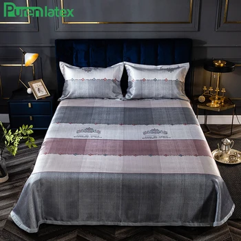

Purenlatex Bed Sheet Set Ice Silk Summer Bed Mat Soft Coverlet King Size Bedspread Bedding Protector Silky 3 Pcs Set Pillowcase