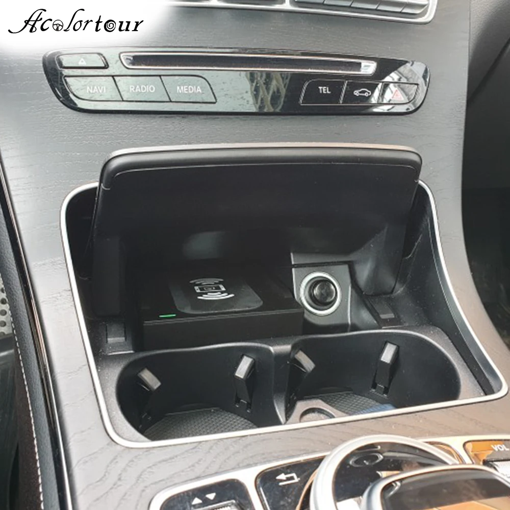 Автомобильное беспроводное зарядное устройство QI для Mercedes Benz W205 C180 GLC Class