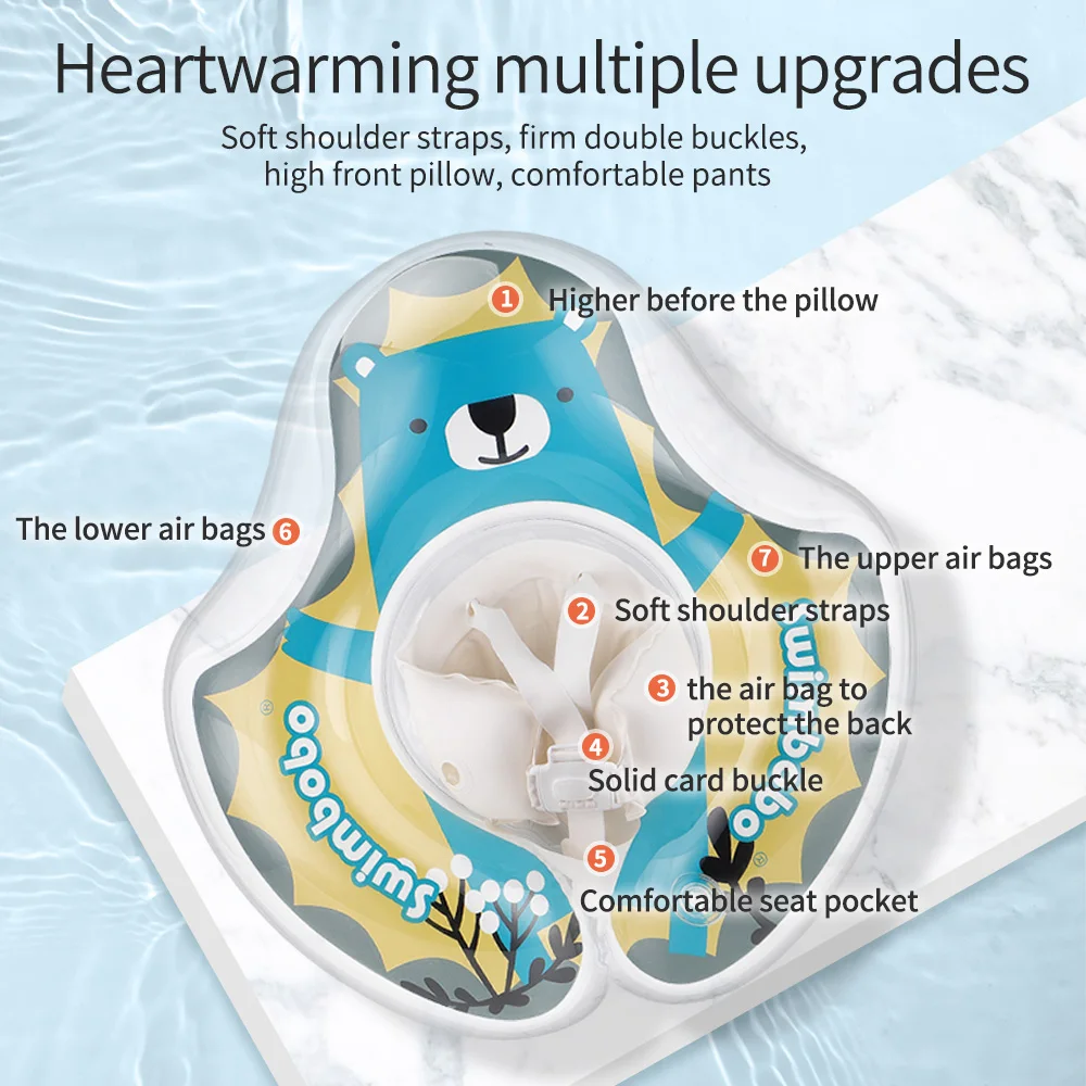 Baby Swimming Float Inflatable Infant Pink Floating Ring Kids Swim Pool Accessories Circle Bathing Summer Toys Toddler Rings 4