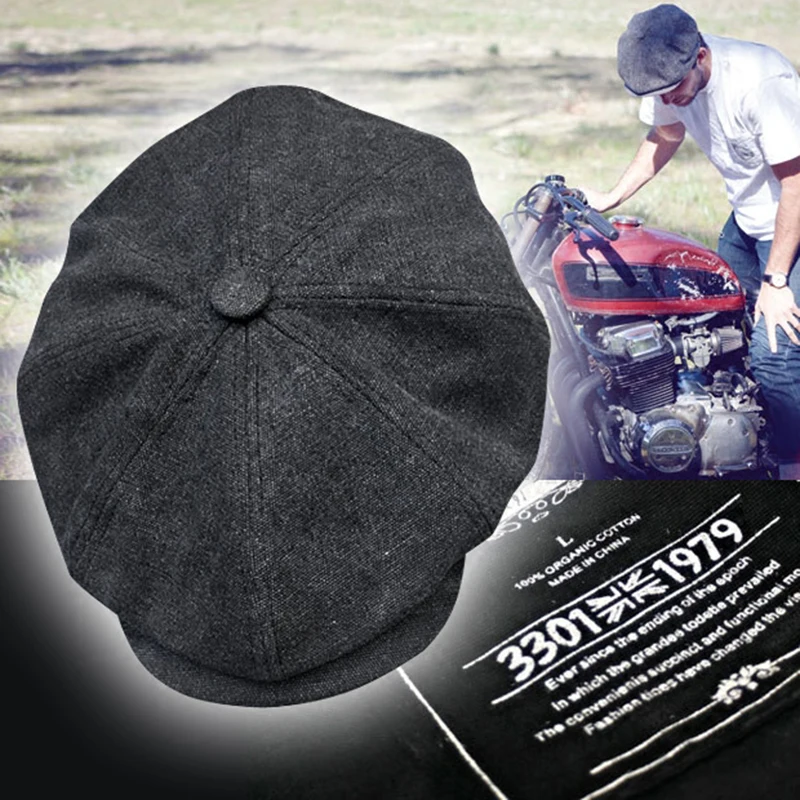 Casquette Всесезонная хлопковая и льняная Черная мужская шляпа Newsboy мужской берет Мужская и Женская Ретро английская бейсболка BLM58
