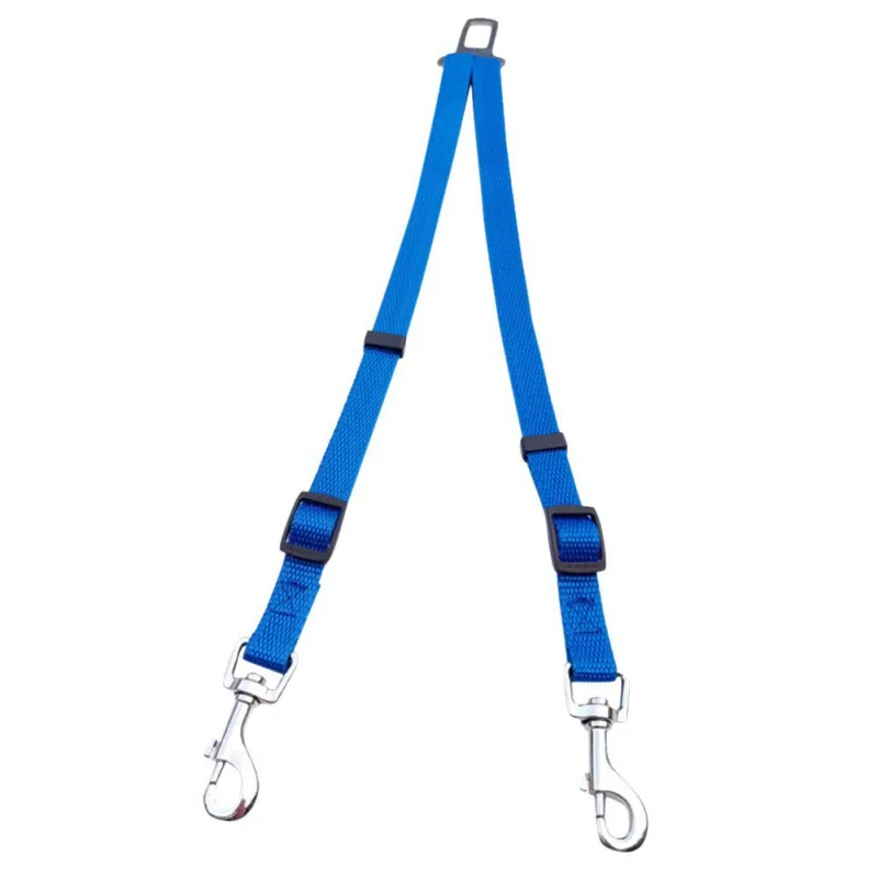 Pet Car Safety Belt Adjustable Double-head Nylon Dog Safety Collar Seat Belts For Two Dogs Pet Travel Accessories 