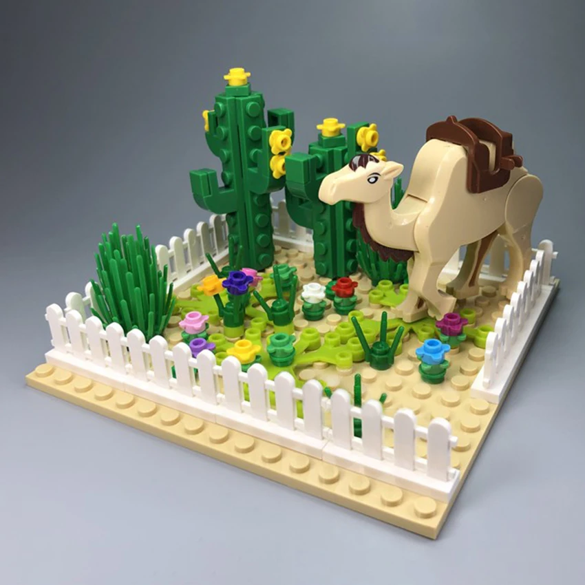 MOC животные уличный плащ игрушки аксессуары пустыня верблюд кактус строительные