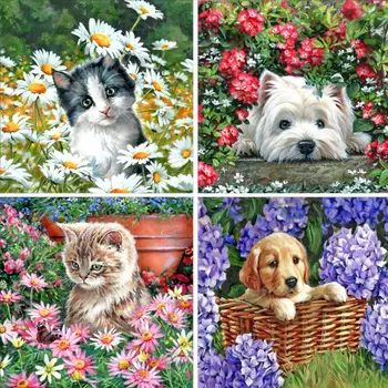 

Drop Ship 4 Pack Flower Animals 5D DIY Diamond Painting Full Drill Rhinestone Embroidery