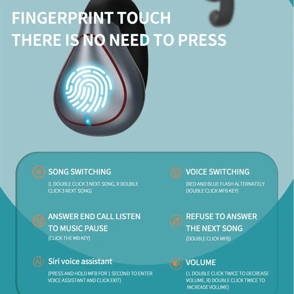 Wireless Bluetooth 5 0 Stereo EarphonesSuper Bass Sound Handsfree Calling with Microphone Power Bank for Smart Phones iPhone LG