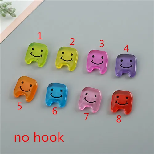 no hook 20 шт 19*17 мм разноцветная Смола милые плоские пластмассовые талисманы для зубов серьги кулон из смолы для украшения своими руками - Окраска металла: no hook