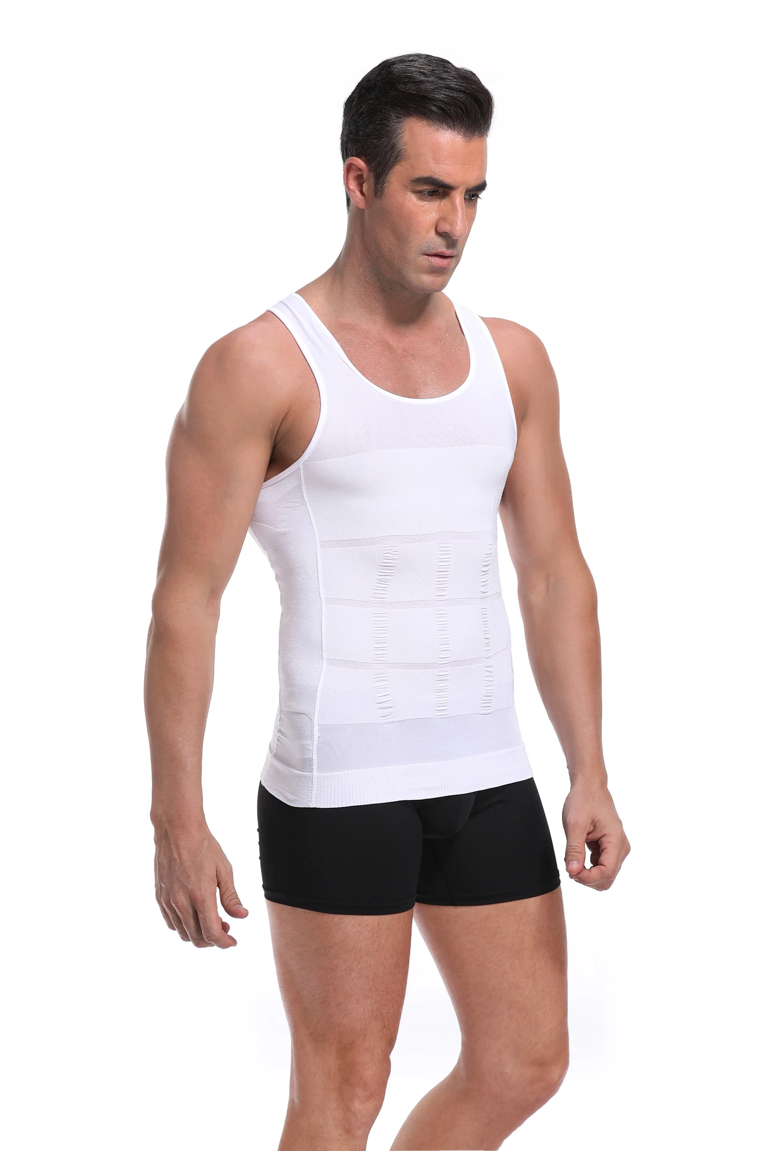 Compression Shirts for Men Shapewear Slimming Body Shaper Waist Trainer Vest Workout Tank Tops Abdomen Undershirts Fat Brun Gym
