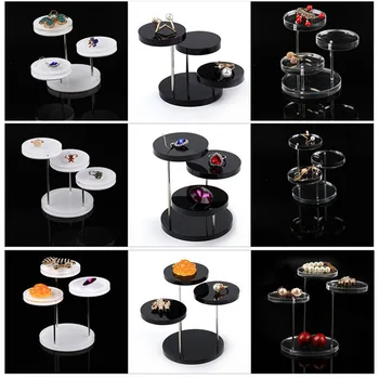 

Fashion Multi-Layer Acrylic Ring Display Rack Earring Holder Pendant Gemstone Showcase Jewelry Display Round Desktop Stand