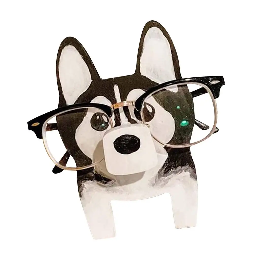 Corgi for Home Office Desk Decor Accessories Handmade Wooden Carved Animal Spectacle Eyeglass Holder Stand Sunglasses Display Rack Youehsent Creative Animal Shape Cute Glasses Stand Holder 