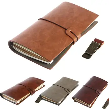 

Retro Vintage Notebook Journal Diary Leather Pocket Notepad With Clips And Carton Notebooks