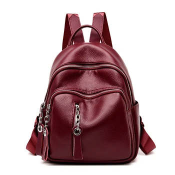 

2018 Women Leather Backpacks Casual Female Shoulder Bag Sac a Dos Travel Ladies Zipper Bagpack Mochilas School Bags For Girls