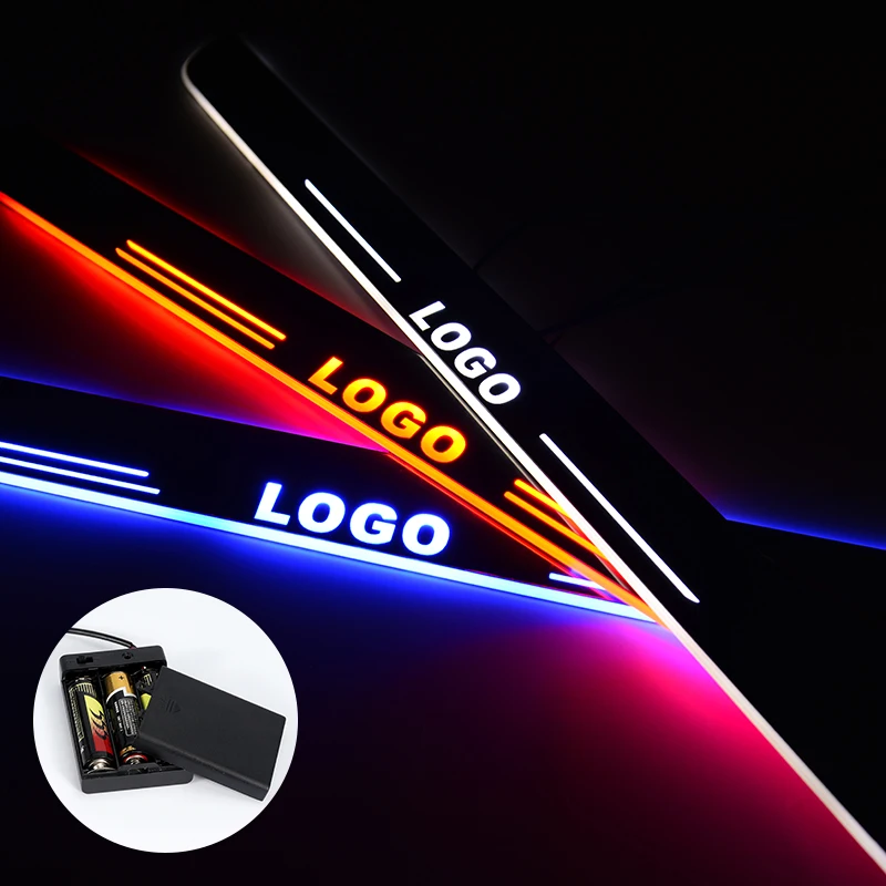 

LED Door Sill For Mitsubishi Eclipse Cross 2018 2019 LED Streamed Light Scuff Plate Acrylic Battery Car Door Sill Accessories