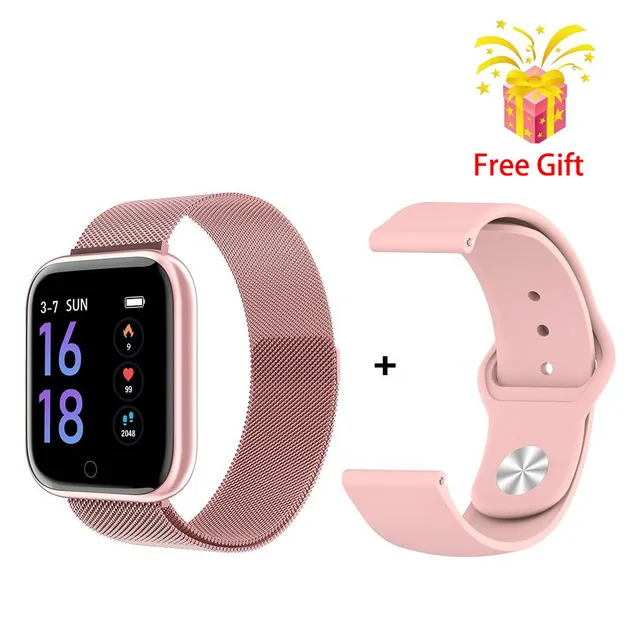 Pink(Two Strap) T80 умный Браслет, водонепроницаемые часы для измерения артериального давления, смарт-браслет, монитор сна, магнитный ремешок, фитнес-трекер, смарт-браслет - Цвет: Pink(Two Strap)