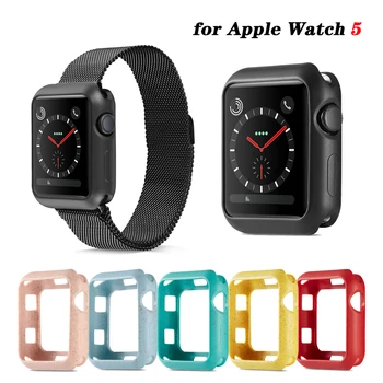 

Soft TPU Case for Apple Watch 5 40mm 44mm Cover Anti-shocked Candy Color Protector Shell Frame for iWatch 5 Bumper Accessories
