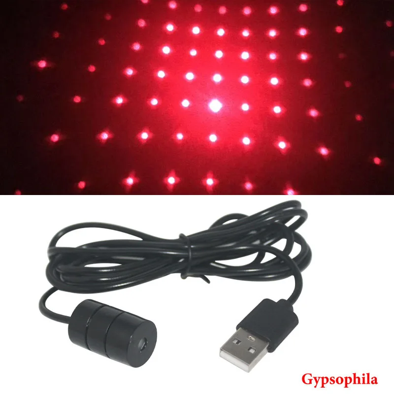 Автомобильный интерьерный светильник, атмосферный светодиодный USB светодиодный светильник на крышу автомобиля, ночной Светильник s, светильник для проектора, интерьерная атмосферная атмосфера Galaxy Lam - Цвет: Style B Gypsophila