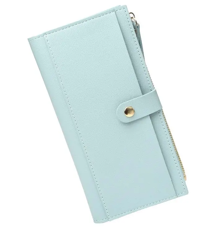 NewWaterBlue Длинные однотонные Роскошные Брендовые женские кошельки, модный кожаный кошелек на застежке, Женский кошелек, клатч для денег, Женский кошелек, портмоне с кисточками - Цвет: NewWaterBlue
