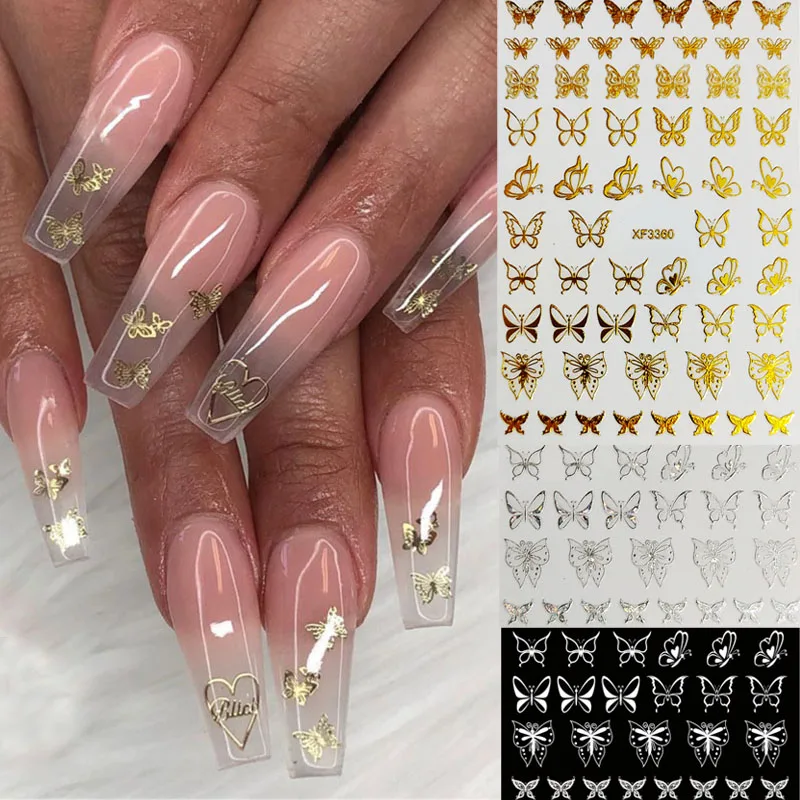 

3D DIY Colorful Butterfly Nail Stickers Transfer Decals Holographic Laser Manicure Nail Art Decorations Sliders Foils Wraps