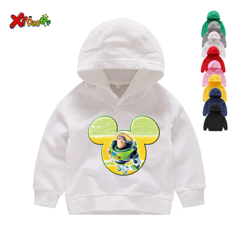 Woody Buzz/толстовки с капюшоном Одежда для маленьких девочек с героями мультфильмов; толстовки с капюшоном Одежда для маленьких девочек с принтом; свитшоты для маленьких мальчиков; 6T