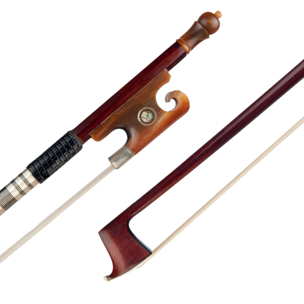 

4/4 Violin Bow Brazilwood Stick Horse Hair String with Ox Horn Frog, Gift for Violin Players