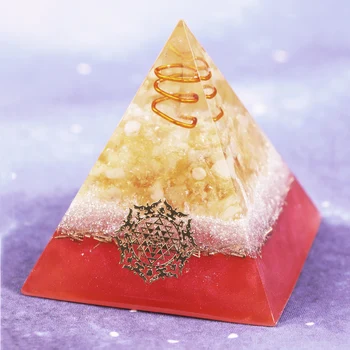 

Healing Crystal Orgone Pyramid With Copper Wire Energy Generator For Emf Protection Mediation Home Office Decor