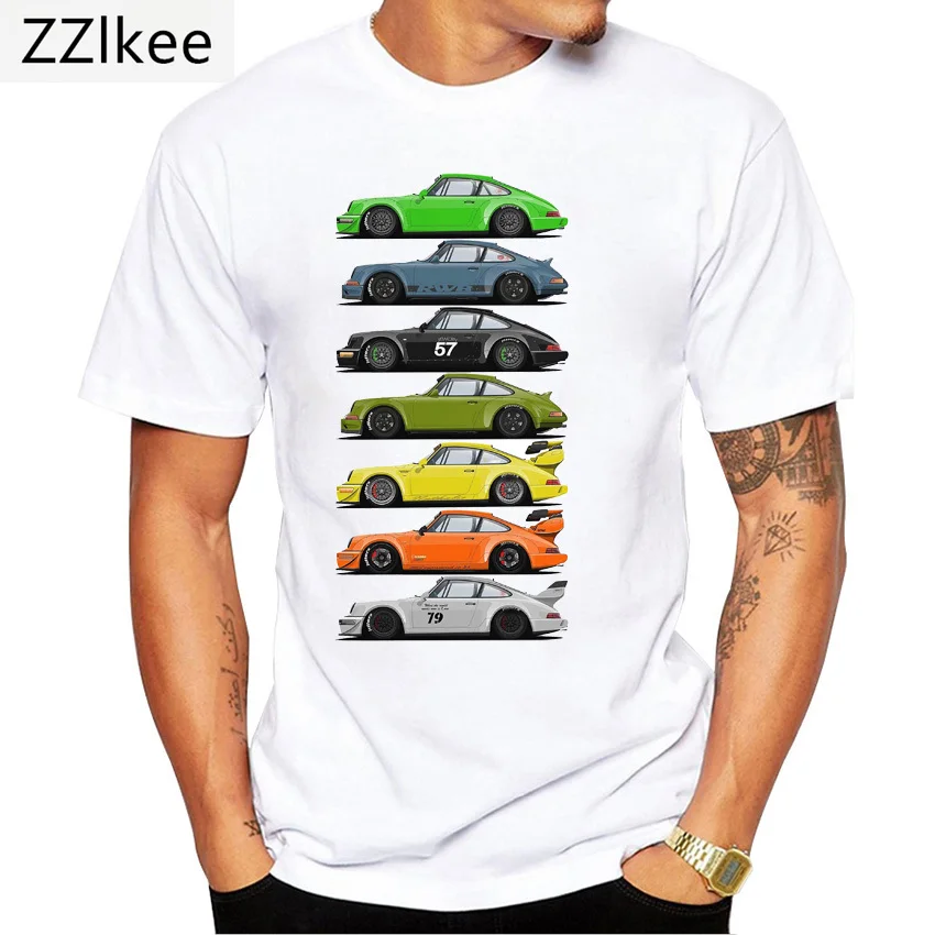 Футболка мужская классическая с принтом машины винтажный Модный Топ коротким