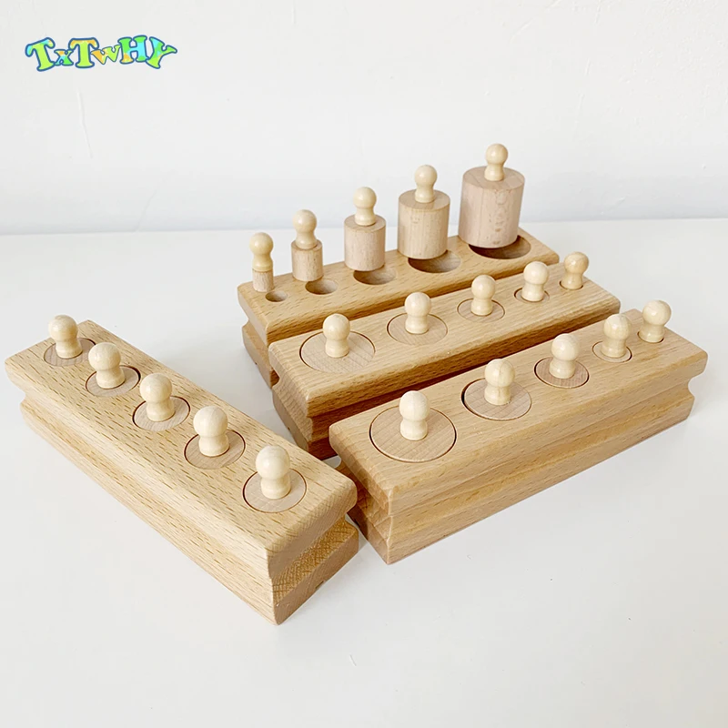 

Baby Montessori Educational Wooden Toys Montessori Educational Cylinder Socket Blocks Toy Development Practice and Senses
